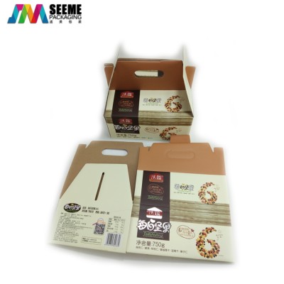 Customized Corrugated Gift Box with Handle for Fruits Nuts and Cookies Packaging Box