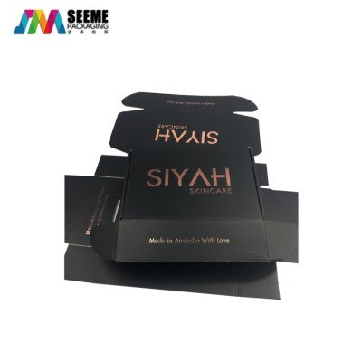 Hot stamping delivery packaging box cardboard corrugated gift box black mailing  box